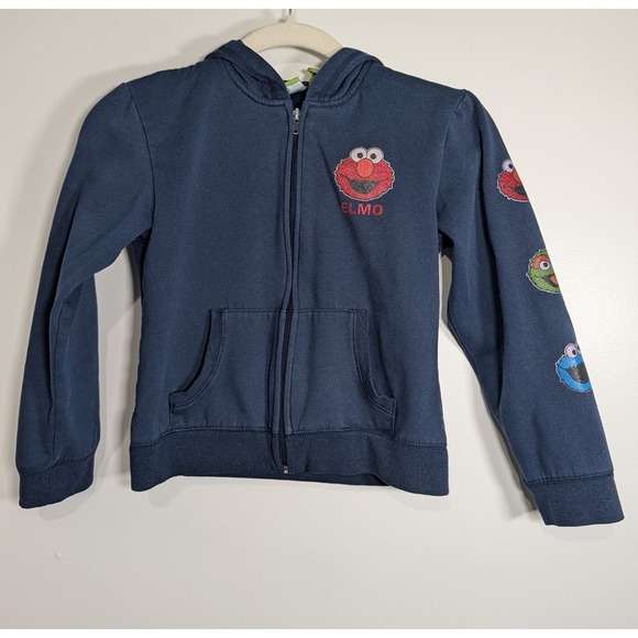 Jerry Leigh Other - Sesame Street Elmo Oscar Cookie Monster Navy Blue Zip Up Hoodie Kids M 10/12
